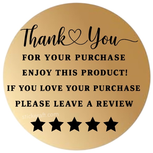 Thank You for Purchase Stickers – 2 Inch, 5 Star Review Labels – 100 PCS NEW - Picture 9 of 15